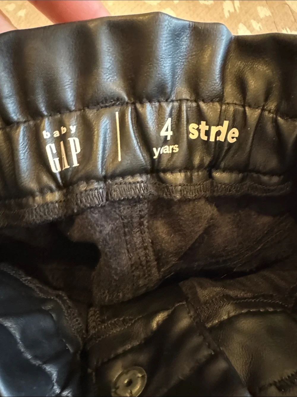 Baby Gap Girls Black Vegan Leather Stride Pants Wide Leg Paperbag Waist Size 4